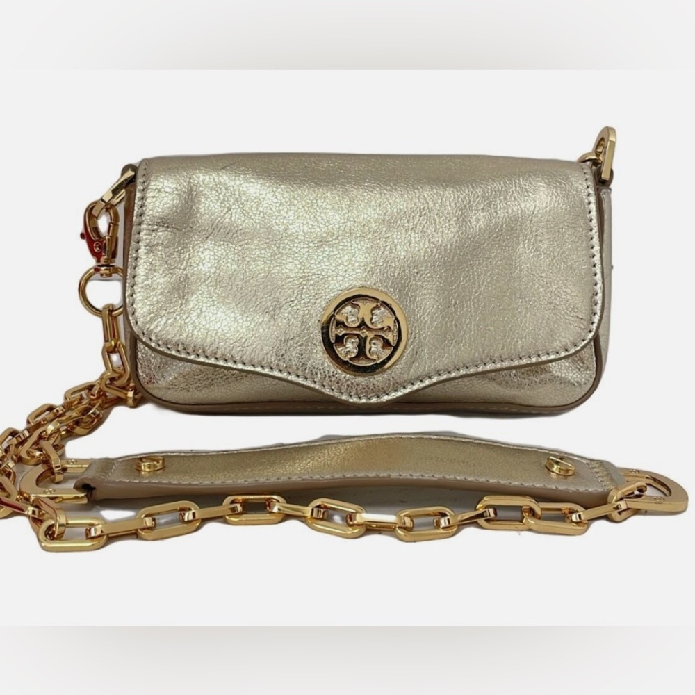 TORY BURCH - Gold Leather Shoulder Bag